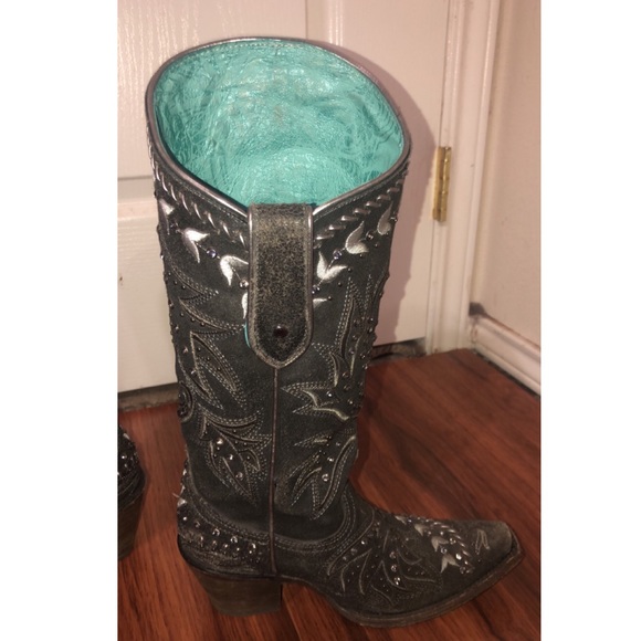 Corral Black/Gray Boots with rhinestones - Picture 3 of 4